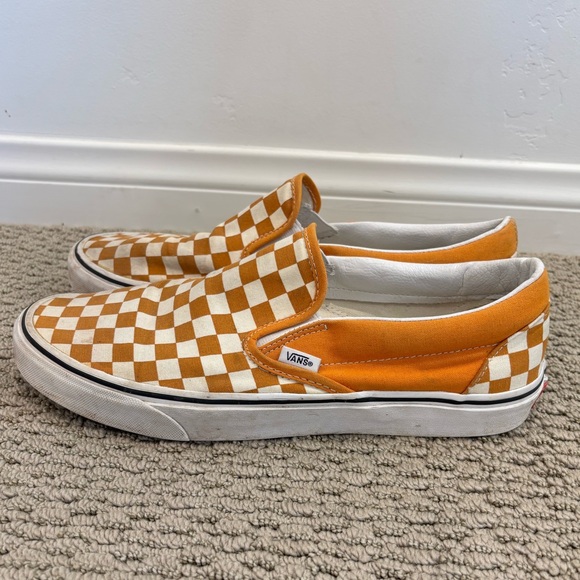Vans Orange and White Checkerboard Sneakers - Picture 2 of 6